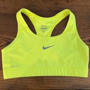 Neon Yellow Nike Pro Woman’s Sports Bra